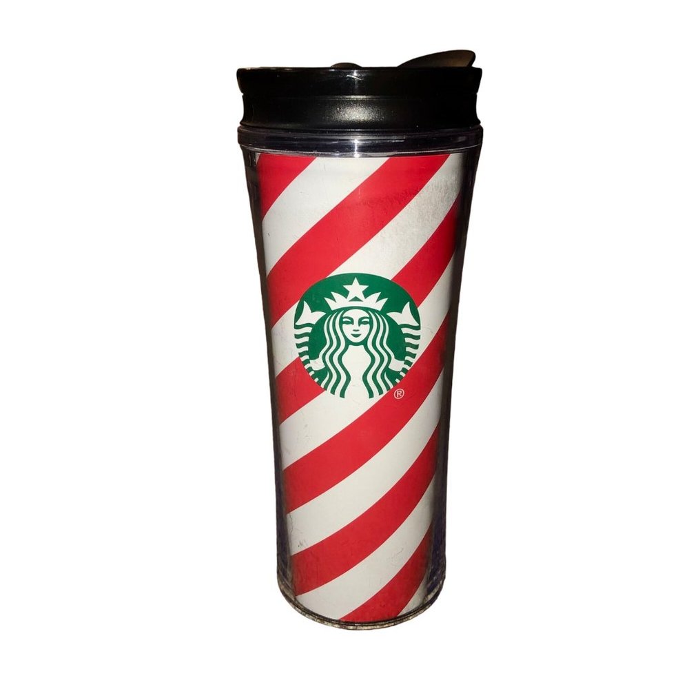 Starbucks 16 oz Tumbler And Lid Used Travel Mug Stripes - Picture 2 of 9